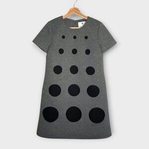 Lisa Perry Cut Out Dot Dress Sz 2 Vogue Fashion Week 2015 Pockets Gray Black